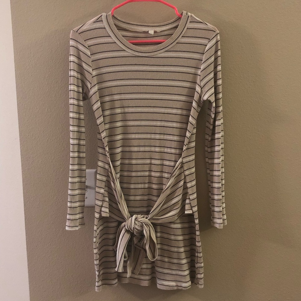 Stripped Waist Tie Mini Dress